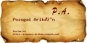 Pozsgai Arikán névjegykártya